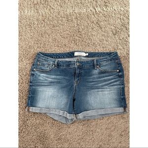 Medium wash jean shorts